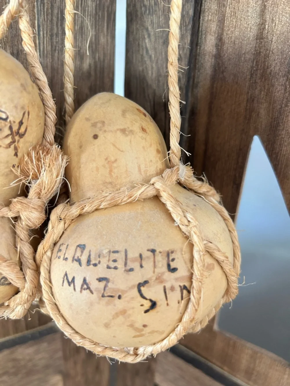 Handcrafted Natural Dried Gourd Ornament - Tan